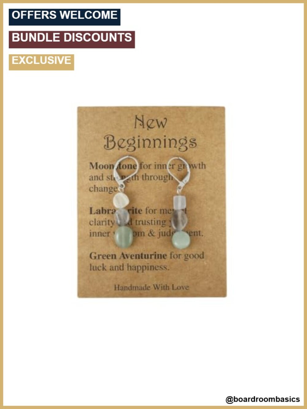 Natural Stone Crystal Dangle Earrings Women Healing Moonstone Labradorite